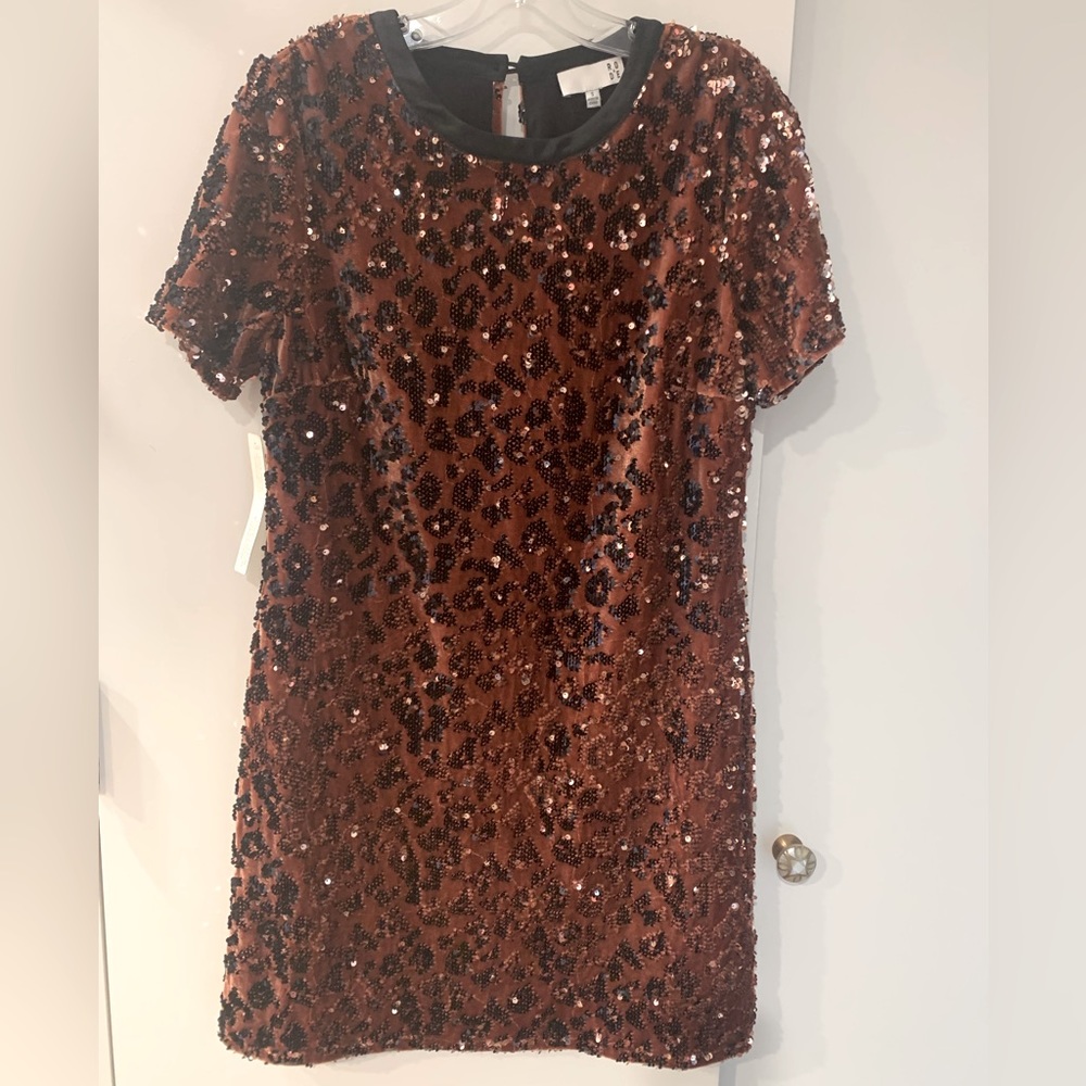 NWT Anthropologie RO + DE Andi Velvet Sequin Tee Dress XS